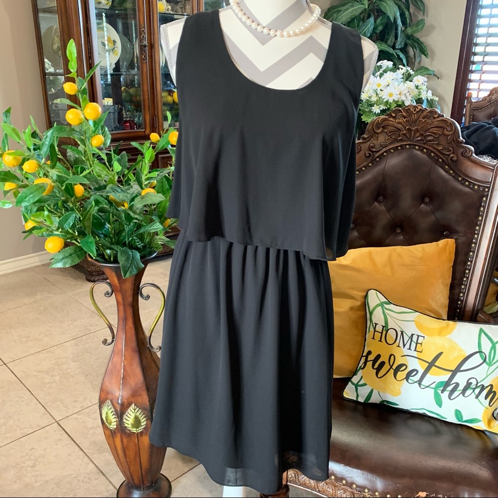 black sheer layered dress | size M